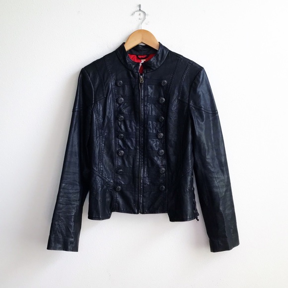 Free People Jackets & Blazers - Free People : Military Vegan Leather Jacket Size 8